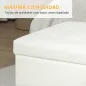Banco de Almacenamiento Baúl Tapizado de Terciopelo con Patas de Madera Capacidad 71L 100x50x43 cm Blanco Crema