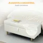 Banco de Almacenamiento Baúl Tapizado de Terciopelo con Patas de Madera Capacidad 71L 100x50x43 cm Blanco Crema