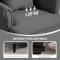 Sillón con Reposapiés Respaldo Alto Capitoné Patas de Madera Almohada Acolchada y Tapizado en Lino Gris