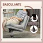 Silla de Oficina sin Brazos con Altura Ajustable Función de Basculante Base Cruzada y Asiento Amplio Gris