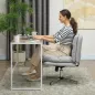 Silla de Oficina sin Brazos con Altura Ajustable Función de Basculante Base Cruzada y Asiento Amplio Gris