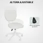 Silla de Oficina Giratoria Tapizada en PU con Altura Ajustable Sin Brazos Carga 120 kg 46x59x82-92 cm Blanco