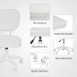 Silla de Oficina Giratoria Tapizada en PU con Altura Ajustable Sin Brazos Carga 120 kg 46x59x82-92 cm Blanco