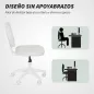 Silla de Oficina Giratoria Tapizada en PU con Altura Ajustable Sin Brazos Carga 120 kg 46x59x82-92 cm Blanco