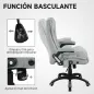 Silla Oficina con Masaje de 6 Puntos con Función Basculante con Calefacción Altura Ajustable 65x71x110-120 cm Gris