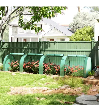 Invernadero Pequeño Invernadero de Jardín para Cultivo de Plantas con 4 Ventanas Enrollables 395x100x80 cm Verde