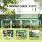 Invernadero Pequeño Invernadero de Jardín para Cultivo de Plantas con 4 Ventanas Enrollables 395x100x80 cm Verde