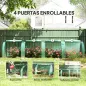 Invernadero Pequeño Invernadero de Jardín para Cultivo de Plantas con 4 Ventanas Enrollables 400x100x80 cm Verde