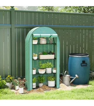 Invernadero de Exterior con 4 Estantes Puerta Enrollable Cubierta de PE y Marco de Acero 105x45x160 cm Verde