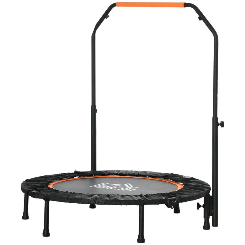 Cama Elástica Plegable Ø102 cm con Mango Ajustable Marco de Acero para Entrenamiento Piernas Cuerpo Negro y Naranja