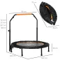 Cama Elástica Plegable Ø102 cm con Mango Ajustable Marco de Acero para Entrenamiento Piernas Cuerpo Negro y Naranja