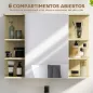 Armario de Baño de Pared con Espejo Puerta Estantes Abiertos 80x20x59 cm Natural