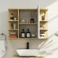 Armario de Baño de Pared con Espejo Puerta Estantes Abiertos 80x20x59 cm Natural