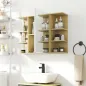 Armario de Baño de Pared con Espejo Puerta Estantes Abiertos 80x20x59 cm Natural