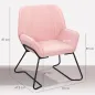 Butaca de Salón con Asiento Ancho y Acolchado Tapizado en Terciopelo Patas de Metal Sillón para Salón Rosa