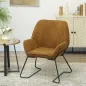 Butaca de Salón con Asiento Ancho y Acolchado Tapizado en Terciopelo Patas de Metal Sillón para Salón Marrón