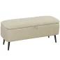 Banco de Almacenaje con Tapa Abatible y Patas de Acero para Dormitorio Salón Entrada 101x38,5x44,5 cm Beige