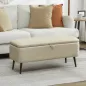 Banco de Almacenaje con Tapa Abatible y Patas de Acero para Dormitorio Salón Entrada 101x38,5x44,5 cm Beige