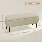 Banco de Almacenaje con Tapa Abatible y Patas de Acero para Dormitorio Salón Entrada 101x38,5x44,5 cm Beige