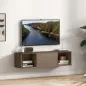Armario de Pared Mueble de TV Colgante con 2 Compartimentos Abiertos y Puerta Abatible 120x30x29,5 cm Marrón