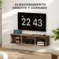 Armario de Pared Mueble de TV Colgante con 2 Compartimentos Abiertos y Puerta Abatible 120x30x29,5 cm Marrón