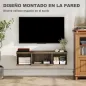 Armario de Pared Mueble de TV Colgante con 2 Compartimentos Abiertos y Puerta Abatible 120x30x29,5 cm Marrón