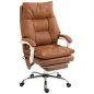 Silla de Escritorio con Soporte Lumbar Inflable Tapizada en PU Reposapiés Respaldo Reclinable Altura Ajustable Marrón