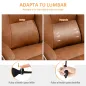 Silla de Escritorio con Soporte Lumbar Inflable Tapizada en PU Reposapiés Respaldo Reclinable Altura Ajustable Marrón