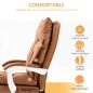 Silla de Escritorio con Soporte Lumbar Inflable Tapizada en PU Reposapiés Respaldo Reclinable Altura Ajustable Marrón