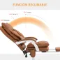 Silla de Escritorio con Soporte Lumbar Inflable Tapizada en PU Reposapiés Respaldo Reclinable Altura Ajustable Marrón