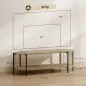 Mueble de TV Estilo Bohemio hasta 55 Pulgadas con Diseño en Cuerda de Papel y 2 Estantes Abiertos 124x43,5x41 cm Natural