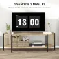 Mueble de TV Estilo Bohemio hasta 55 Pulgadas con Diseño en Cuerda de Papel y 2 Estantes Abiertos 124x43,5x41 cm Natural