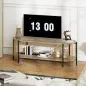 Mueble de TV Estilo Bohemio hasta 55 Pulgadas con Diseño en Cuerda de Papel y 2 Estantes Abiertos 124x43,5x41 cm Natural