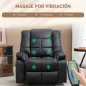 Sillón de Masaje Reclinable con 8 Puntos de Masaje Mando a Distancia Tapizado en PU Reposapiés Bolsillo Lateral Negro