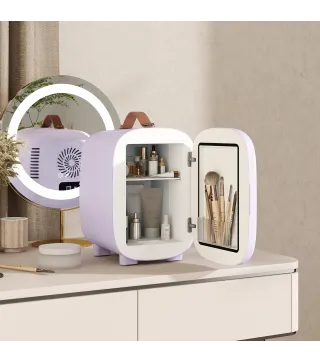 Nevera Pequeña Extrasilenciosa 4L 9V/240V para Enfriar y Calentar Mini Frigorífico 20,3x26,3x28 cm Violeta