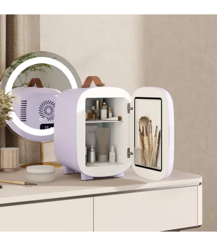 Nevera Pequeña Extrasilenciosa 4L 9V/240V para Enfriar y Calentar Mini Frigorífico 20,3x26,3x28 cm Violeta