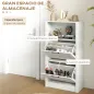 Zapatero Estrecho con 2 Puertas Estantes Ajustables y Compartimento Abierto para 10 Pares de Zapatos 58x24x105 cm Blanco