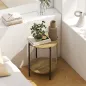 Mesa Auxiliar Redonda de 2 Niveles con Estante y Estructura de Acero para Salón Dormitorio 43,5x43,5x51 cm Natural