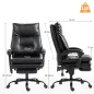 Silla de Escritorio con Soporte Lumbar Inflable Tapizada en PU Reposapiés Respaldo Reclinable Altura Ajustable Negro