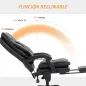 Silla de Escritorio con Soporte Lumbar Inflable Tapizada en PU Reposapiés Respaldo Reclinable Altura Ajustable Negro