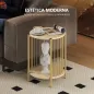 Mesa Auxiliar Redonda de 2 Niveles con Estante de Almacenaje y Marco de Acero para Salón Dormitorio Ø41x49 cm Natural