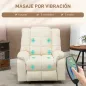 Sillón de Masaje Reclinable con 8 Puntos de Masaje Mando a Distancia Tapizado en PU Reposapiés Bolsillo Lateral Crema