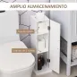 Mueble de Baño Estrecho con Orificio para Papel Higiénico y Estantes Estilo Moderno 19,5x19,5x65 cm Blanco