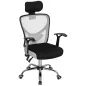 Silla de Escritorio Giratoria con Altura Ajustable Respaldo Reclinable Reposacabezas Regulable y Soporte Lumbar Gris