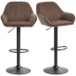 Juego de 2 Taburetes de Bar Giratorios Altura Ajustable 62-83 cm Tapizada en Terciopelo Respaldo y Reposapiés Marrón