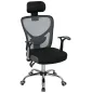 Silla de Escritorio Giratoria con Altura Ajustable Respaldo Reclinable Reposacabezas Regulable y Soporte Lumbar Gris Oscuro