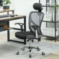 Silla de Escritorio Giratoria con Altura Ajustable Respaldo Reclinable Reposacabezas Regulable y Soporte Lumbar Gris Oscuro