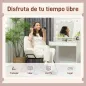 Butaca de Salón con Asiento Ancho y Acolchado Tapizado en Terciopelo Patas de Metal Sillón para Salón Crema