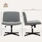 Silla de Oficina sin Brazos Silla de Escritorio Basculante con Piernas Cruzadas Asiento Ancho y Altura Ajustable Gris
