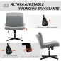 Silla de Oficina sin Brazos Silla de Escritorio Basculante con Piernas Cruzadas Asiento Ancho y Altura Ajustable Gris
